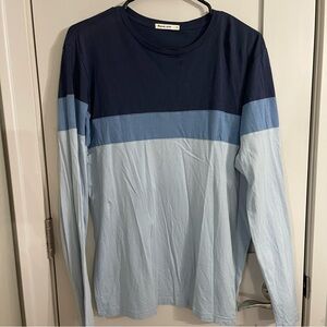 Marine Layer Jacob Pieced Long-Sleeve Crewneck T-Shirt Blue Stripe Men Small
